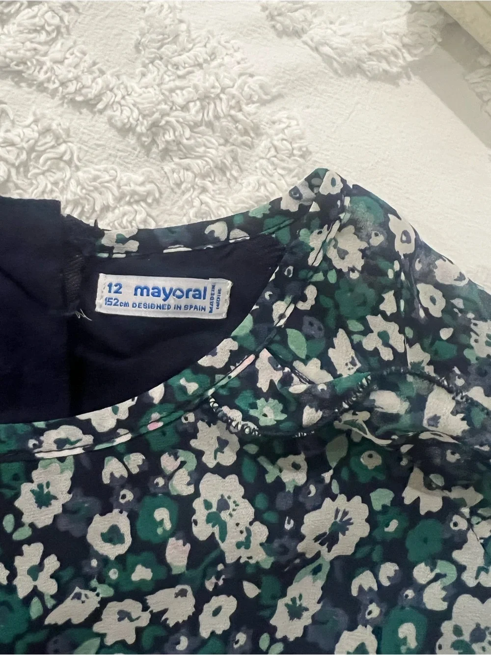 Mayoral Girls' Navy Floral Ruffle Long-Sleeve Top